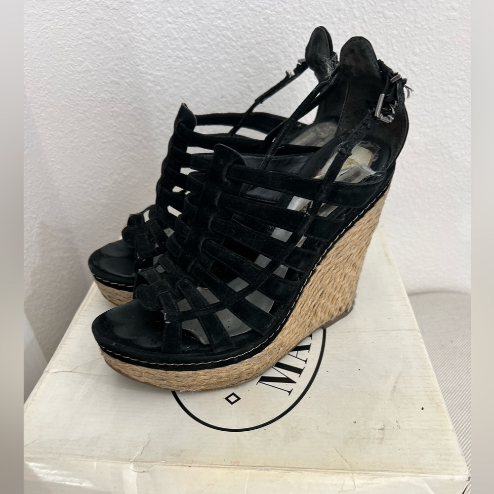 Steve Madden open toe black wedge